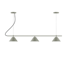 Montclair Light Works CHA421-24-C21-L12 - 3-Light Linear Pinnacle LED Chandelier with White SJT Cord, Moss Green