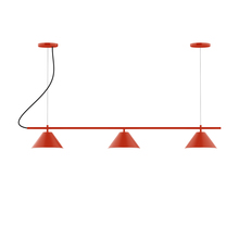 Montclair Light Works CHA421-26-L12 - 3-Light Linear Pinnacle LED Chandelier, Vermillion