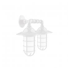 Montclair Light Works GNP052-44 - Vaportite, Style A shade, double wall mount with clear glass and cast guard, White