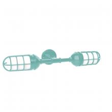 Montclair Light Works GNQ050-48 - Vaportite, no shade, double wall mount with clear glass and cast guard, Sea Green