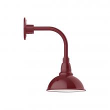 Montclair Light Works GNT105-55-L10 - 8" Cafe shade, LED Curved Arm Wall mount, Barn Red
