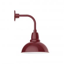 Montclair Light Works GNT106-55-L12 - 12" Cafe shade, LED Curved Arm Wall mount, Barn Red