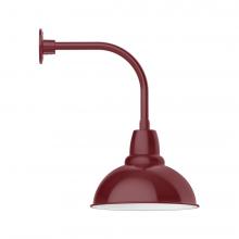 Montclair Light Works GNU107-55-L13 - 14" Cafe shade, LED Curved Arm Wall mount, Barn Red