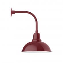 Montclair Light Works GNU108-55-L13 - 16" Cafe shade, LED Curved Arm Wall mount, Barn Red