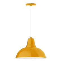 Montclair Light Works PEB108-21 - 16" Cafe shade, pendant with black cord and canopy, Bright Yellow