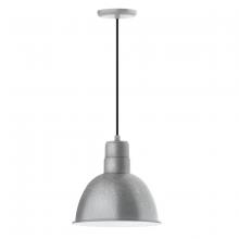 Montclair Light Works PEB116-49-C21 - 12" Deep Bowl shade, pendant with white cord and canopy, Painted Galvanized