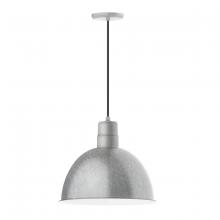 Montclair Light Works PEB117-49 - 16" Deep Bowl shade, pendant with black cord and canopy, Painted Galvanized
