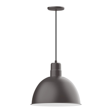 Montclair Light Works PEB117-57-C21 - 16" Deep Bowl shade, pendant with white cord and canopy, Bronze Matte