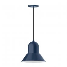 Montclair Light Works PEB123-50-C26 - 12" Prima shade, pendant with ivory fabric cord and canopy, Navy
