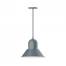 Montclair Light Works PEB124-40 - 14" Prima shade, pendant with black cord and canopy, Slate Gray