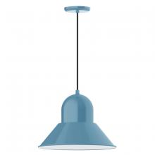 Montclair Light Works PEB125-54 - 16" Prima shade, pendant with black cord and canopy, Light Blue