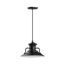 Montclair Light Works PEB142-21 - 12" Homestead shade, pendant with black cord and canopy, Bright Yellow