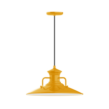 Montclair Light Works PEB143-21 - 18" Homestead shade, pendant with black cord and canopy, Bright Yellow