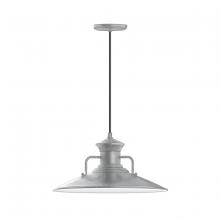Montclair Light Works PEB143-49 - 18" Homestead shade, pendant with black cord and canopy, Painted Galvanized