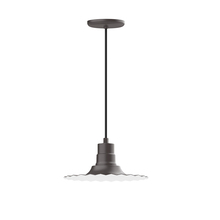 Montclair Light Works PEB158-57-C21 - 12" Radial shade, pendant with white cord and canopy, Bronze Matte