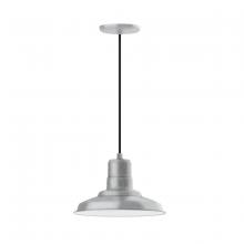 Montclair Light Works PEB182-49 - 12" Warehouse shade, pendant with black cord and canopy, Painted Galvanized