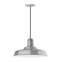 Montclair Light Works PEB185-49-C21 - 18" Warehouse shade, pendant with white cord and canopy, Painted Galvanized