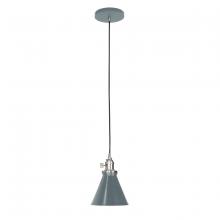 Montclair Light Works PEB405-40-96-C21 - 6" Uno Pendant, white cord with canopy, Slate Gray with Brushed Nickel Hardware