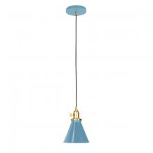 Montclair Light Works PEB405-54-91 - Uno 6" Pendant,  Light Blue with Brushed Brass hardware