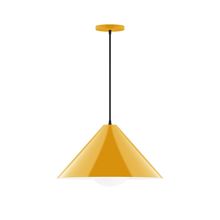 Montclair Light Works PEB423-G15-21-C23 - 18" Pinnacle Pendant w/ 6" white opal glass globe, red & white zigzag fabric cord w/ canopy
