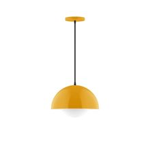 Montclair Light Works PEB432-G15-21-C21 - 12" Arcade Pendant with 6 inch white opal glass globe, white cord with canopy, Bright Yellow
