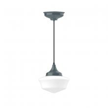 Montclair Light Works PEF021-40 - 12" Schoolhouse glass, black cord with canopy, Slate Gray