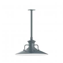 Montclair Light Works STB143-40-G05 - 18" Homestead shade, stem mount pendant with clear glass and guard, Slate Gray