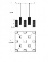 Hammerton CHB0020-09-GB-F-C01-L1 - Downtown Mesh Square 9pc Multi-Pendant