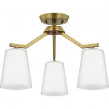 Progress P400342-191 - Vertex Collection Three-Light Brushed Gold Etched White Contemporary  Convertible Chandelier