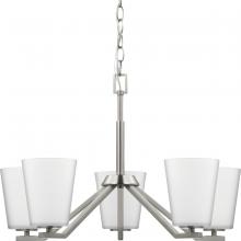 Progress P400343-009 - Vertex Collection Five-Light Brushed Nickel Etched White Contemporary Chandelier