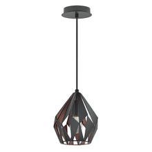 Eglo 202034A - 1 LT Pendant w/ Black Finish & Black w/ Copper Interior Geometric Metal Shade