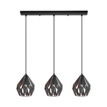 Eglo 202036A - 3 LT Linear Pendant w/ Black Finish & Black & Copper Shade