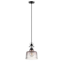 Eglo 202424A - 1 LT Pendant w/ Matte Black & Chrome Finish & Smoked Glass Shade