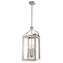 Eglo 203613A - 4 LT Open Frame Pendant w/ Brushed Nickel & Painted Grey Driftwood Effect Finish
