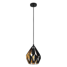 Eglo 204241A - 1 LT Pendant w/ Black Finish & Black w/ Gold Leaf Interior Geometric Metal Shade