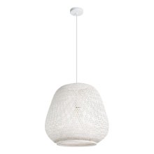 Eglo 206016A - 1 LT Pendant w/ White Finish & White Bamboo Shade