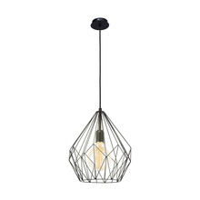 Eglo 49257A - 1 LT Pendant w/ Black Finish & Cage Like Geometric Metal Shade