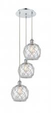 Innovations Lighting 113B-3P-PC-G122-8RW - Farmhouse Rope - 3 Light - 15 inch - Polished Chrome - Cord Hung - Multi Pendant