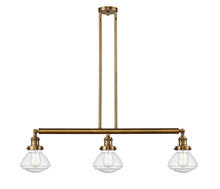 Innovations Lighting 213-BB-G324 - Olean - 3 Light - 39 inch - Brushed Brass - Stem Hung - Adjustable Island Light