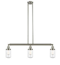 Innovations Lighting 213-SN-G312 - Dover - 3 Light - 37 inch - Brushed Satin Nickel - Stem Hung - Adjustable Island Light