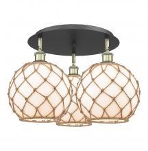 Innovations Lighting 516-3C-BAB-G121-10RB - Farmhouse Rope - 3 Light - 22 inch - Black Antique Brass - Flush Mount