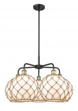 Innovations Lighting 516-5CR-BAB-G121-10RB - Farmhouse Rope - 5 Light - 29 inch - Black Antique Brass - Stem hung - Chandelier