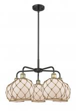 Innovations Lighting 516-5CR-BAB-G121-8RB - Farmhouse Rope - 5 Light - 27 inch - Black Antique Brass - Stem hung - Chandelier