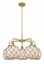 Innovations Lighting 516-5CR-BB-G121-8RB - Farmhouse Rope - 5 Light - 27 inch - Brushed Brass - Stem hung - Chandelier