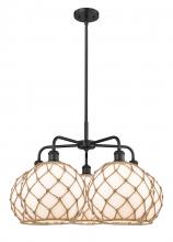 Innovations Lighting 516-5CR-BK-G121-10RB - Farmhouse Rope - 5 Light - 29 inch - Matte Black - Stem hung - Chandelier