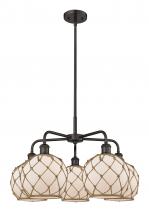 Innovations Lighting 516-5CR-OB-G121-8RB - Farmhouse Rope - 5 Light - 27 inch - Oil Rubbed Bronze - Stem hung - Chandelier