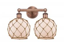 Innovations Lighting 616-2W-AC-G121-8RB - Farmhouse Rope - 2 Light - 17 inch - Antique Copper - Bath Vanity Light
