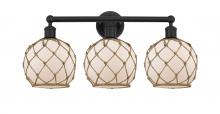 Innovations Lighting 616-3W-BK-G121-8RB - Farmhouse Rope - 3 Light - 26 inch - Matte Black - Bath Vanity Light