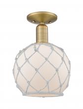 Innovations Lighting 716-1C-BB-G121-8RW - Farmhouse Rope - 1 Light - 8 inch - Brushed Brass - Semi-Flush Mount