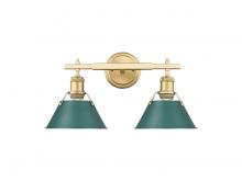 Golden 3306-BA2 BCB-GN - Orwell 2-Light Vanity Light in Brushed Champagne Bronze with Pine Green